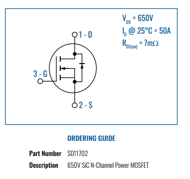 寬溫金屬封裝碳化硅MOS管SD11703 寬溫金屬封裝碳化硅MOS管SD11703