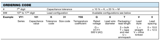 VY1222M47Y5UQ6TV0陶瓷圓片電容器VISHAY 訂購指南 VY1222M47Y5UQ6TV0陶瓷圓片電容器VISHAY 訂購指南