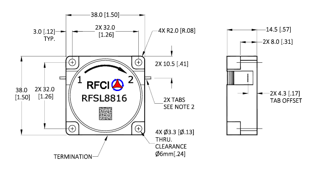 RFCI RFSL8816 CW隔離器2.5-6.2GHz RFCI RFSL8816 CW隔離器2.5-6.2GHz