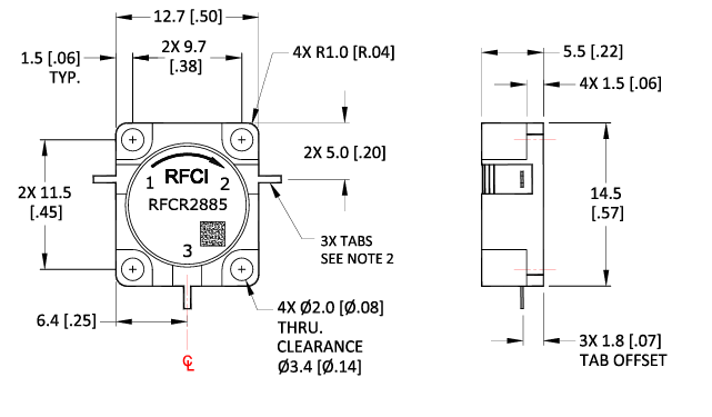 RFCI RFCR2885嵌入式X波段同軸環形器